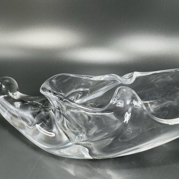 1950s Heisey Glass Clear Elf Shoe Cornucopia Heavy Manganese 365nm Green UV Glow - Picture 3 of 16
